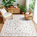 SHACOS 4x6 Boho Area Rugs for Living Room, Machine Washable Floral Carpet for Bedroom Non Slip Soft Nursery Rugs for Kids Room Dining Room Entryway Indoor, Pink