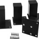 Saim Metal Furniture Legs, Square Metal Cabinet Support Foot for Sofa, Cabinet, Bookshelf, Bed and Table - 4Pcs 3inch Black