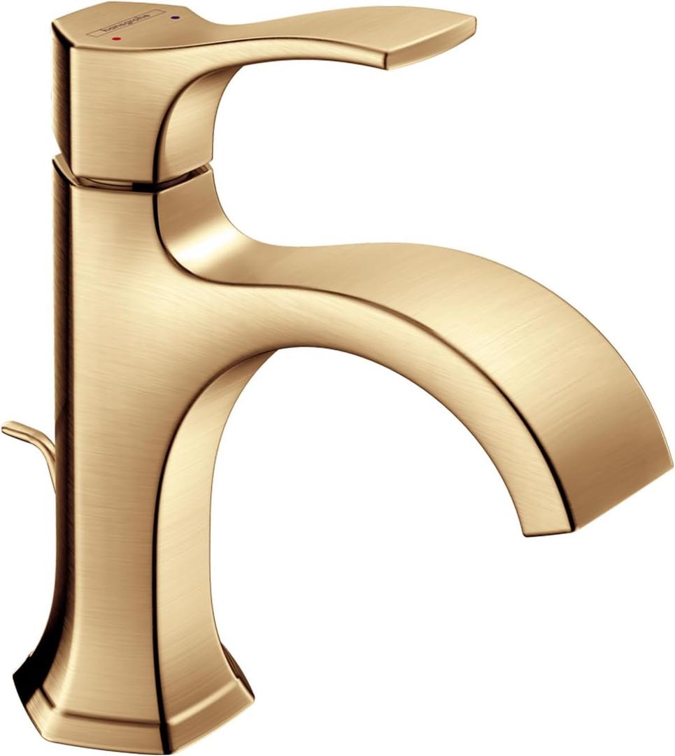 hansgrohe Locarno -Handle -Hole 8-inch Tall Bathroom Sink Faucet in Brushed Bronze, 04810140