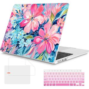 Mektron Case for 2026 MacBook Air 15 INCH M5 A3448 Compatible with M4 A3241 /M3 A3114 /M2 A2941 Printed Plastic Hard Shell Cover with 15.3" Liquid Retina Display Touch ID- Hand-Painted Flowers