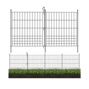 No Dig Fence Outdoor Dog Fences 10 Panels,32in (H) x 24.6 ft (L) Decorative Metal Garden Fence with Gate,Garden Fence Animal Barrier,Garden Fencing for Yard Rustproof