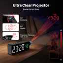 Netzu Projection Alarm Clock for Bedroom Ceiling, Small Compact Plug-in Digital Clocks with 180 Rotatable Projector, Temperature 4 Levels Birghtness, 3 Volumes and Snooze (Black)
