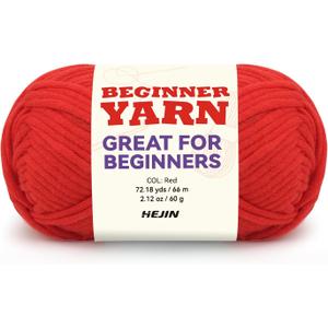 60g Red Yarn for Crocheting and Knitting;66m (72yds) Cotton Yarn for Beginners with Easy-to-See Stitches;Worsted-Weight Medium #4;Cotton-Nylon Blend Yarn for Beginners Crochet Kit Making (1PACK)