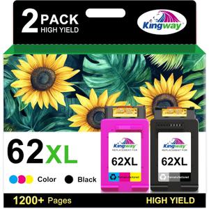 62XL Ink Cartridges Black and Color Replacement for HP Ink 62 for HP 62XL Ink Cartridge Combo Pack HP62 HP62XL Envy 7640 7645 5660 5540 5661 OfficeJet 5740 8040 Mobile 200 250 258 Printer ink 62