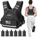 APEXUP Adjustable Weighted Vest, 4-10lb Vest with 6 Ironsand Weights and Large Pocket, Weight Vest for Men Women Strength Training, Running, Walking (Black)