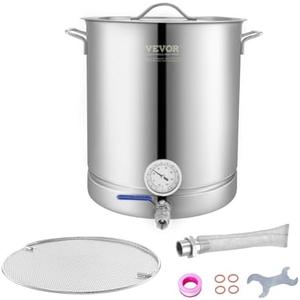 VEVOR Brew Kettle 16 Gal, Brewing Pot Stainless Steel, Brew Kettle Pot for Beer Brewing with Filter&Filter Tray, Tri Ply Bottom for Beer