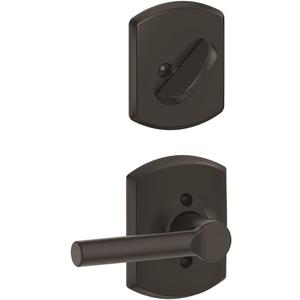 Schlage F59 BRW 622 GRW Greenwich Collection Broadway Handleset Entrance Lock Interior, Matte Black (Interior Half Only)