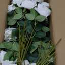 Hananona 50 Pcs Artificial Roses in Bulk, Fake Velvet Silk White Roses Realistic White Roses for Wedding Centerpieces Flower Arrangement Home Decor (50, White)