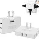 Way Flat Wall Outlet Extender Adapter- 2 Pack 180 Degrees Rotatable Flat Plug AC Adapter, 2 Prong Foldable Swivel Outlet Extender, Outlet Splitter for Behind Furniture (White, Type A)Amazon's Choice