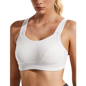 Wingslove Womens Sports Bras High Impact Adjustable Wireless Plus Size Sports Bra Full Figure Large Bust Workout Running Bra, White 38DDD