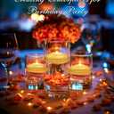 Homemory 24 Pack 3 Flameless Led Floating Candles, 200 Hour Battery Operated Flickering Waterproof Tealights for Cylinder Vases, Centerpieces at Wedding, Party, Pool, Holiday (Ivory Base)