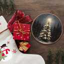 10" Christmas Vintage Round Wall Decor,Retro Framed Art,Christmas tree starlight Canvas Wall Art,Applies To Bedroom Living Room Increase the festive atmosphere Or As A Gift - A21