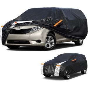Minivan Car Cover for Toyota Sienna 100% Waterproof All Weather, Heavy Duty Outdoor Full Exterior Covers Rain Sun Wind UV Protection.