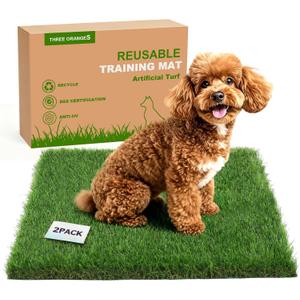 Washable Artificial Grass Pads for Dogs, 2-Pack 18x23 Inch Reusable Turf Mats, Realistic Grass for Indoor Puppy Potty Training.