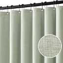 MIULEE Spring Linen Shower Curtain with 12 Metal Hooks Modern Heavy Duty Washable Fabric Shower Curtain Set Waterproof Thick Cloth Shower Curtains for Bathroom Hotel Bathtub, W72*L82, Light Sage Green