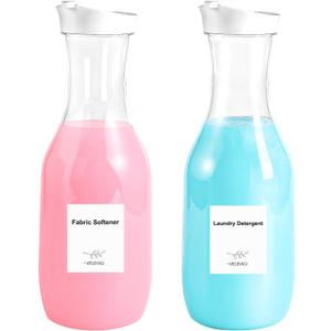 54 OZ Laundry Detergent Dispenser BY VEGEVIGI, 54OZ Laundry Soap Dispenser, Liquid Laundry Detergent Container Organizer, Plastic Fabric Softener Dispenser, Powder Detergent Dispenser, 2PACK