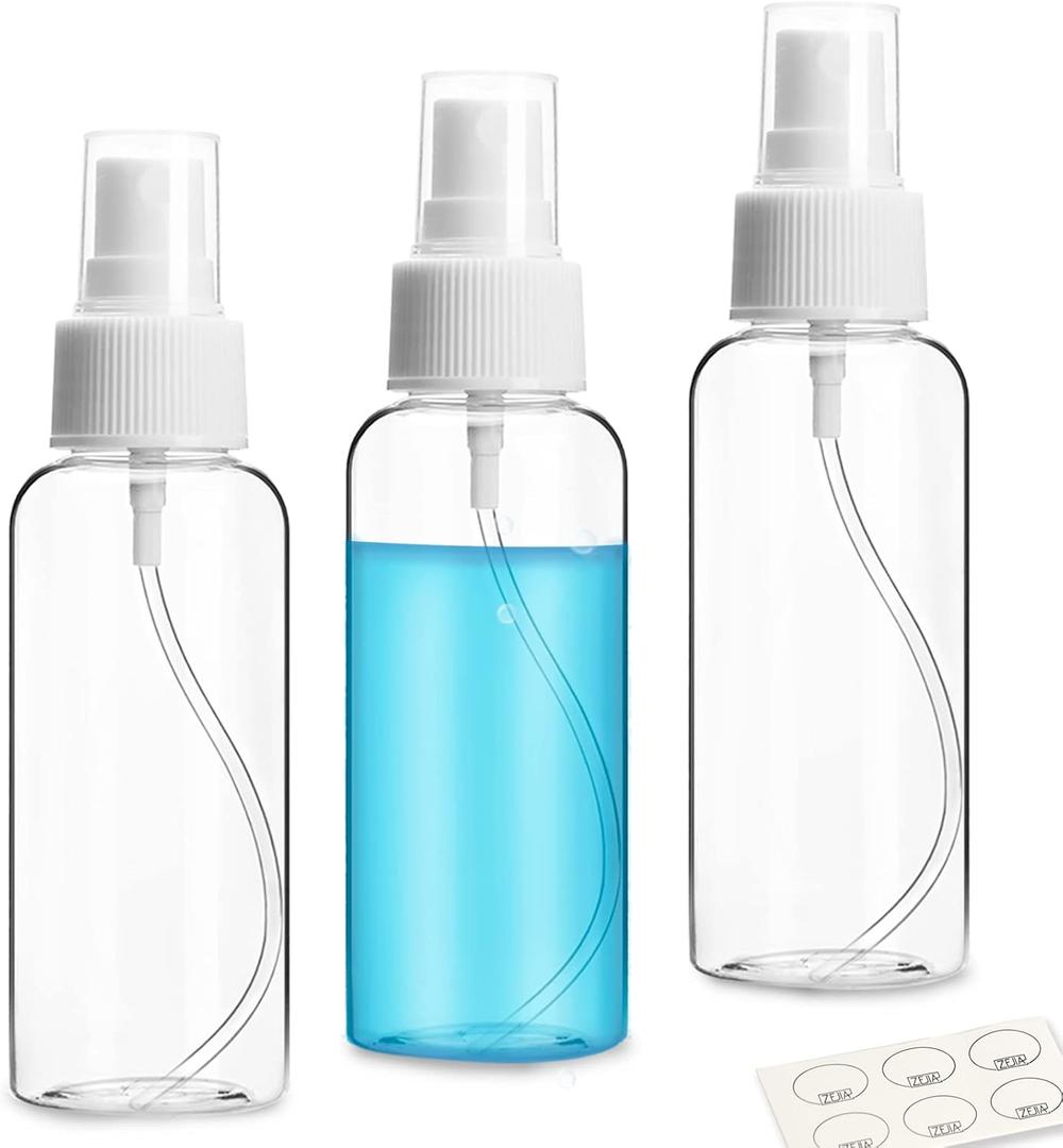 ZEJIA 3 Pack Small Spray Bottle, 2.7oz/80ml Travel Spray Bottle, Empty Fine Mist Spray Bottles, Refillable Mini Spray Bottles with Labels
