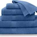 Martex Easy Living Everyday 6-Piece Bathroom Towel Set  2 Bath Towels, 2 Hand Towels, 2 Wash Cloths  100% Cotton  Soft & Quick-Dry Towels - Blue