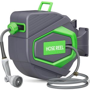 Retractable Garden Hose Reel, 1/2 in x 100 Ft, for Garden Watering