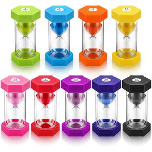 Yunsailing 9 Packs Colorful Sand Timer Hourglass Set 1/2/3/5/10/15/20/30/60 Minutes Visual Sand Clock Timer Plastic Sandglass for Home Office Kitchen Game Use(Classic Colors)