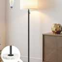 Floor Lamps for Living RoomLED Bulb Included,Dimmable Floor Lamp with Linen Shade,Modern Standing Lamp with Marble Base,Tall Floor Lamp for Bedroom,Nursery,Reading & Office,Black