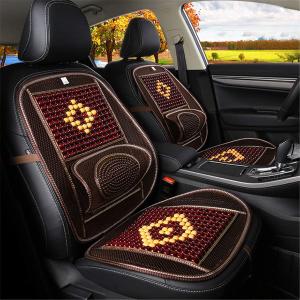Wood Beaded Comfort Seat Cover with Cooling Ventilated Mesh Lumbar Back Brace Massage Support Cushion for Car Seat Chair (Coffee)