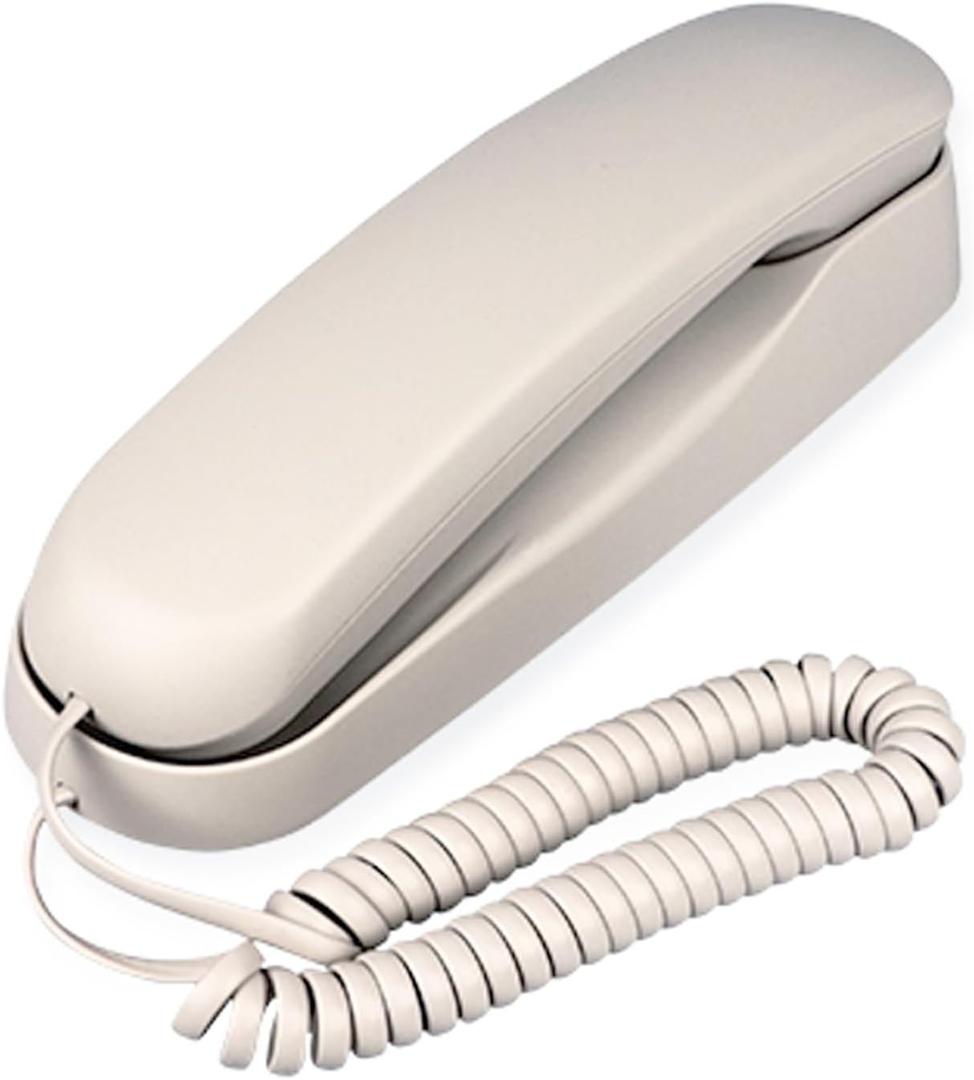 Corded White Wall Phone, TelPal Small Analog Wall Telephone for Seniors Home, Single Line Trimline Landline Phones, No AC Power or Battery Required