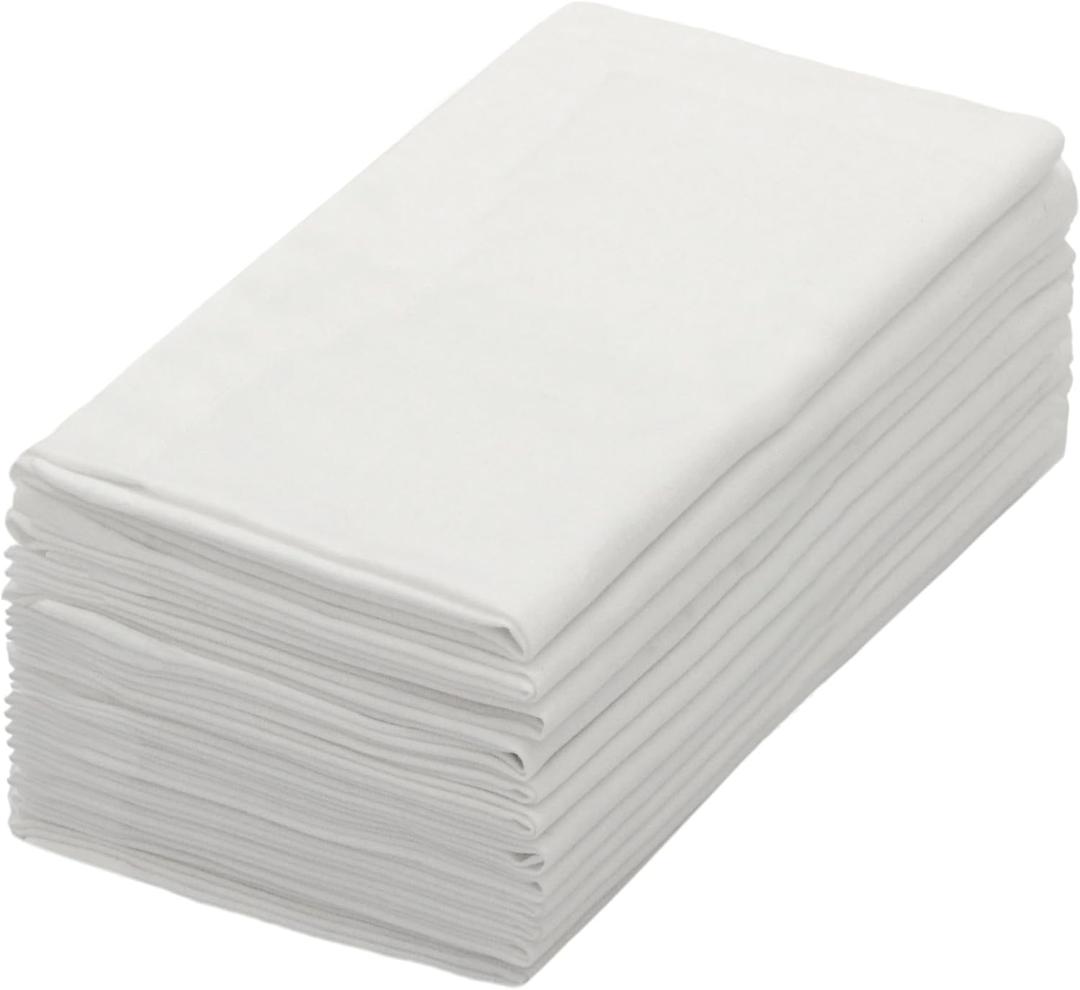 COTTON CRAFT White Dinner Napkins - Set of 12 Classic Pure Cotton Soft Cloth Napkins - Durable Washable Everyday Lunch Brunch Table Restaurant Wedding Party Gift Reusable Napkin - 17 x 17 inches