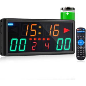 Electronic Basketball Scoreboard Portable Digital Scoreboard with Remote Tabletop LED Score Keeper with Timer Clock for Volleyball Baseball Table Tennis Indoor Sports Games