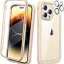 Diaclara Designed for iPhone 14 Pro Max Case 6.7, Full Body Rugged Case [2023 Upgraded] w/Built-in Touch Sensitive Anti-Scratch Screen Protector+Tempered Glass Camera Lens Protector(Bean Yellow)