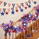 Waipfaru 6ft 4th of July Decorations Mesh Garland with Red White & Blue Balls and Wooden Star, 250th Anniversary Patriotic Garland for Independence Day Memorial Day Decorations