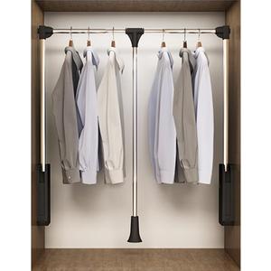 Pull Down Closet Rod, 60 lbs Load Capacity, Stainless Steel Adjustable 35-46.5 inches Soft-Close Wardrobe Lift Rail Organizer for Hanging Clothes, Two-way Buffering Side & Back Mounted Closet Rod (1 Pack - 35" ~ 46.2")