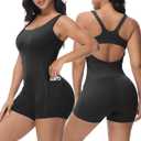 Wenlia Women's Shorts Jumpsuits with 2 Pockets Raceback Sleeveless One Piece Bodysuit Square Neck Sexy Yoga Workout Romper, S