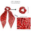 TOBATOBA Paisley Scrunchies with Ribbon Tails, Elastic Ponytail Holders for Women's Hair Accessories
