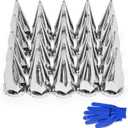 20Pcs Lug Nut Covers 32mm/33mm Spike Nut Covers ABS Chrome Plastic Anti-Rust Thread-on Pointed Nut Cover Caps for Semi Truck
