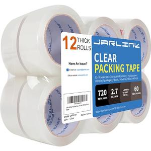 JARLINK Clear Packing Tape (11 Rolls), Heavy Duty Packaging Tape for Shipping Packaging Moving Sealing, 2.7mil Thick, 1.88 inches Wide, 60 Yards Per Roll, 720 Total Yards