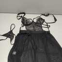 Women's Sexy Lace Lingerie Dress Cupless Strappy Chemise Babydoll Nightwear (Black, L)