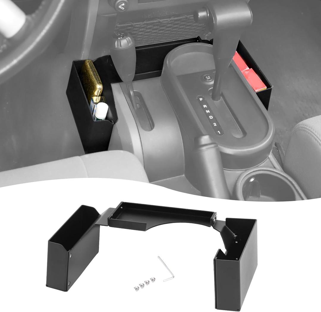 Gear Shift Organizer Center Console Hanging Box Gear Shifter Storage Tray Compatible with Jeep Wrangler JK JKU 2007-2010, Interior Accessories, Black