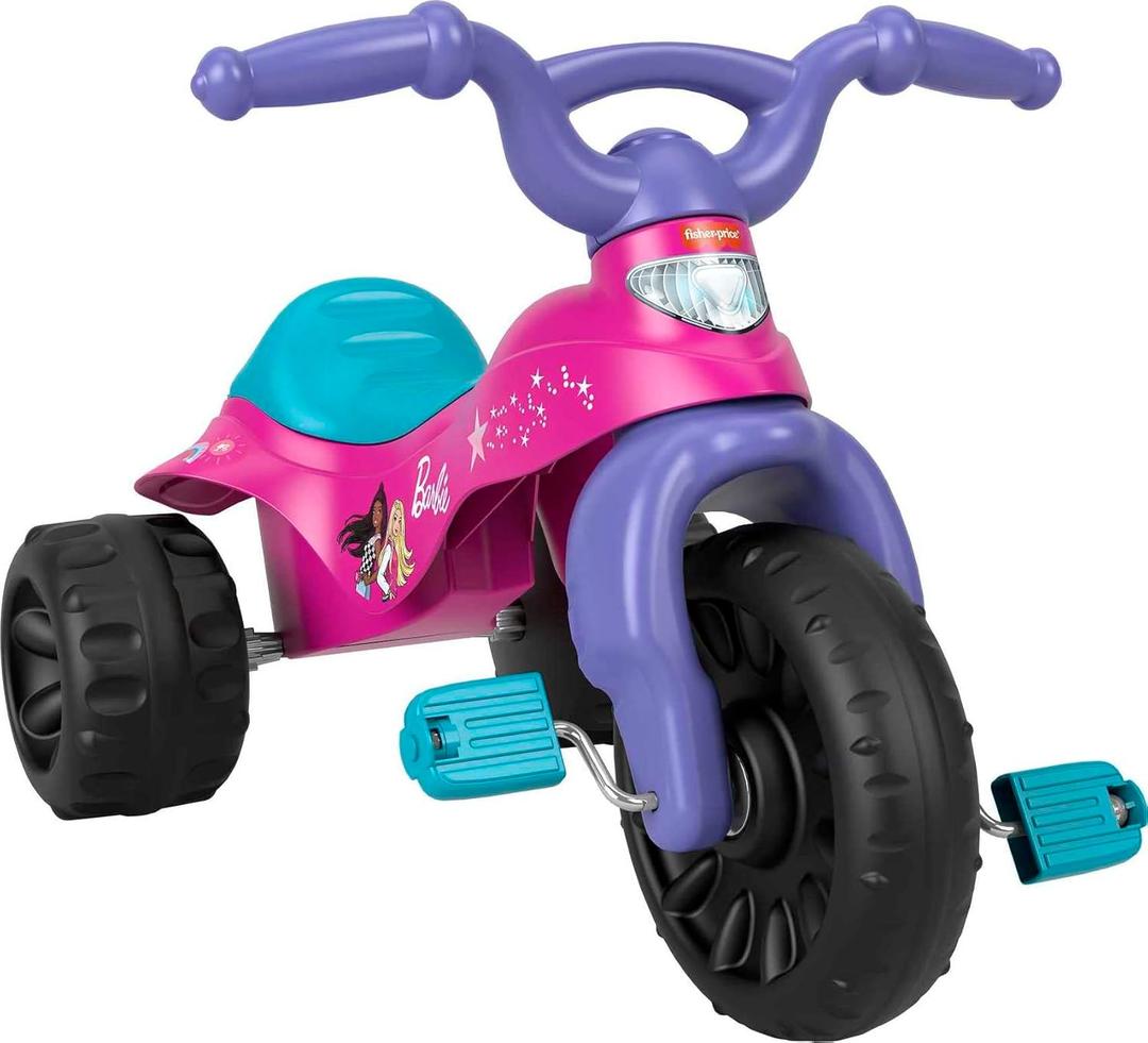 Fisher-Price Toddler Tricycle Barbie Tough Trike, Toy Bike with Handlebar Grips & Storage for Outdoor Play Kids Ages 2+ Years