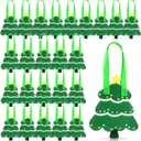 Yoojahow 24 Pcs Christmas Tree Gift Bags Small Non Woven Reusable Xmas Tree Shaped Treat Bags with Handles for Christmas Goodie Candy Snack Gift Xmas Party Supplies Class Favors Decor