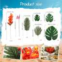 Hotop 49 Pcs Artificial Tropical Flowers Bulk - Mixed Size 11-68cm Realistic Bird of Paradise, Freesia, Azalea, Palm Leaves, Monstera Vibrant & Durable for Hawaii Wedding, Summer Party, Outdoor Decor
