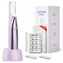 Sonic Dermaplaning Tool for Women, Rechargeable FaceDermaplane Razor with Sonic Edge Technology for FacialHair, Peach Fuzz & Exfoliation Removal, LED Light, 3 Speeds, 13 Refill Blades(Purple)