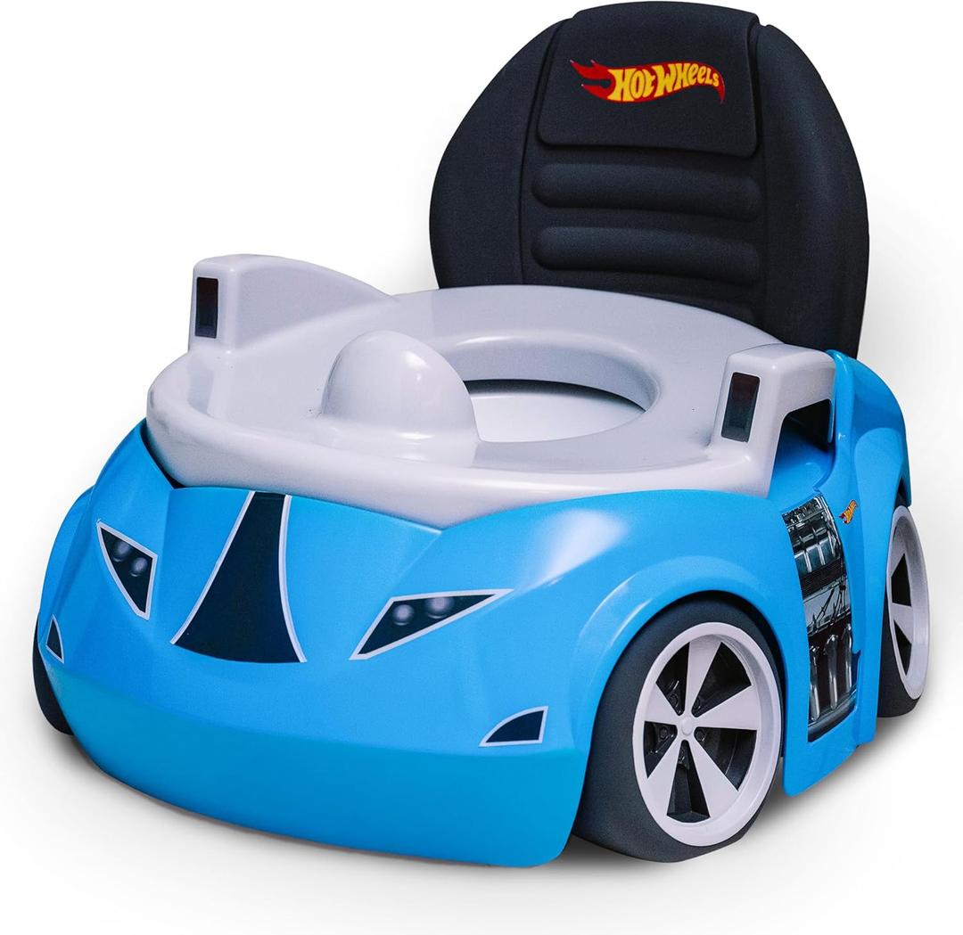 Hot Wheels Blue Race Car Potty Training Toilet, Race Car Potty Seat Includes Detachable Toddler Toilet Seat and Kids Potty, Ages 12 Months and Up