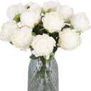 10pcs White Silk Peonies with Single Stem - Faux Flowers for Wedding Table Centerpieces, Home Decorations, Bridal Bouquets & Floral Arrangements