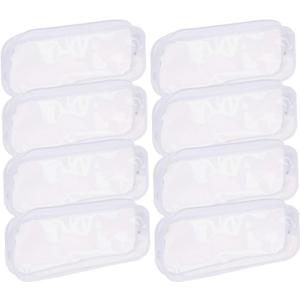 XGOOD 8 Pieces Clear Pencil Case PVC Makeup Pouch Zippered Pencil Case Toiletry Carry Pouch Big Capacity Bags Portable Pencil Bags for Women,Students,Men,Kids Gifts(White)