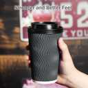 Disposable Coffee Cups with Lids and Straws - 16 oz (90 Set) Togo Hot Paper Coffee Cup with Lid To Go for Beverages Espresso Tea Insulated Reusable Cold Drinks Ripple Cups Protect Fingers From Heat
