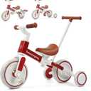 6 in 1 Toddler Tricycle with Push Handle Kids Tricycle for 2-5 Year Olds Toddler Bike for 1 Year Trikes for Kids 1-3 with Removable Pedal Adjustable Seat Birthday Gift Trike 1 to 3 Tricycle Red