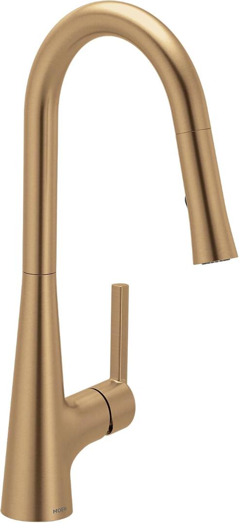 Moen Ronan Bronzed Gold Pulldown Kitchen Faucet with SwivelControl Wand and Power Clean Technology 87918BZG