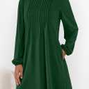 PRETTYGARDEN Fall Dresses for Women 2026 Long Sleeve Mini Short Flowy A Line Casual Holiday Party Tunic Dress Fashion Clothes (Green, S)