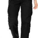 Womens Cargo Army Combat Work Pants with 8 Pockets Casual Cotton Ripstop Construction Pants (12, Black)